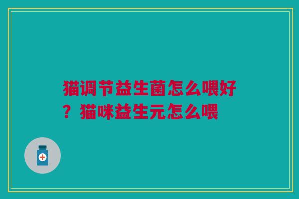 猫调节益生菌怎么喂好？猫咪益生元怎么喂