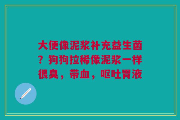 大便像泥浆补充益生菌?狗狗拉稀像泥浆一样很臭,带血,呕吐胃液