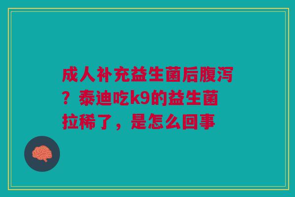 成人补充益生菌后腹泻？泰迪吃k9的益生菌拉稀了，是怎么回事
