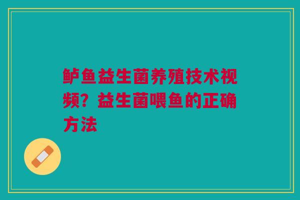 鲈鱼益生菌养殖技术视频？益生菌喂鱼的正确方法
