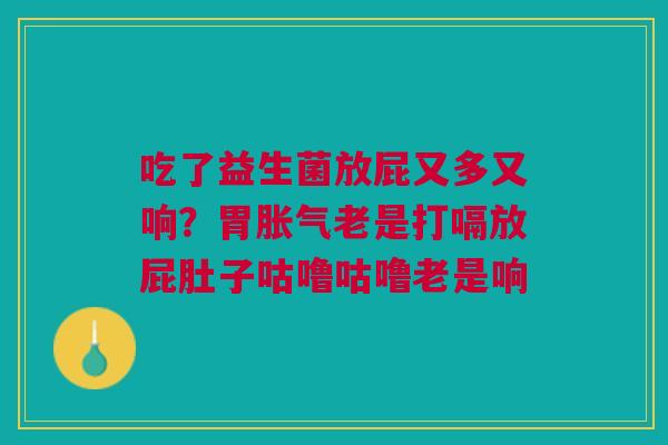 吃了益生菌放屁又多又响？胃胀气老是打嗝放屁肚子咕噜咕噜老是响