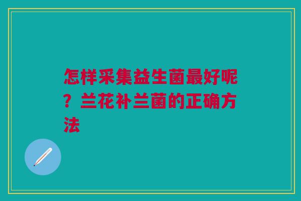 怎样采集益生菌最好呢？兰花补兰菌的正确方法