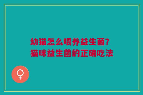 幼猫怎么喂养益生菌？猫咪益生菌的正确吃法