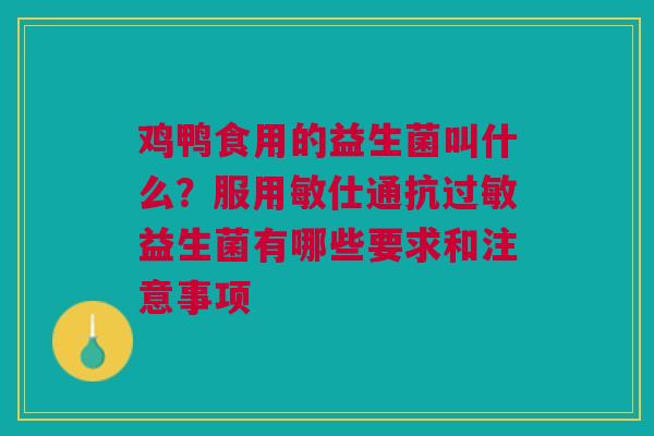 鸡鸭食用的益生菌叫什么？服用敏仕通抗过敏益生菌有哪些要求和注意事项