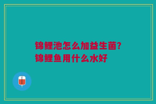 锦鲤池怎么加益生菌？锦鲤鱼用什么水好