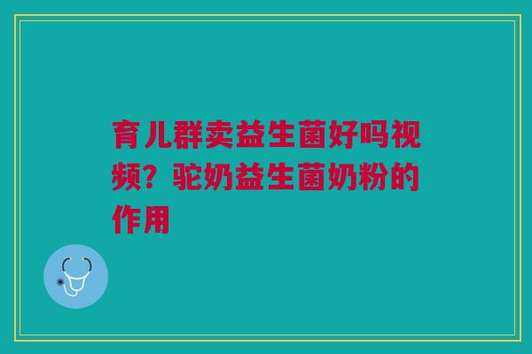 育儿群卖益生菌好吗视频？驼奶益生菌奶粉的作用