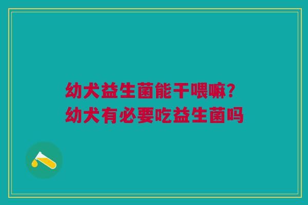 幼犬益生菌能干喂嘛？幼犬有必要吃益生菌吗