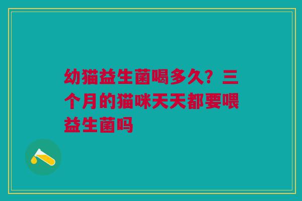 幼猫益生菌喝多久？三个月的猫咪天天都要喂益生菌吗