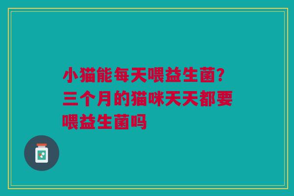 小猫能每天喂益生菌？三个月的猫咪天天都要喂益生菌吗