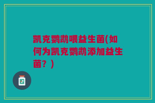 凯克鹦鹉喂益生菌(如何为凯克鹦鹉添加益生菌？)
