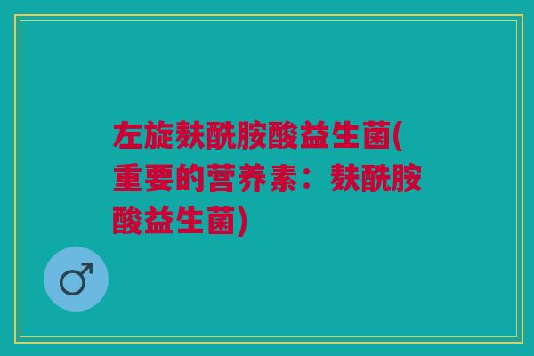 左旋麸酰胺酸益生菌(重要的营养素：麸酰胺酸益生菌)