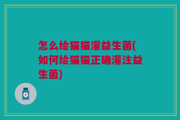 怎么给猫猫灌益生菌(如何给猫猫正确灌注益生菌)