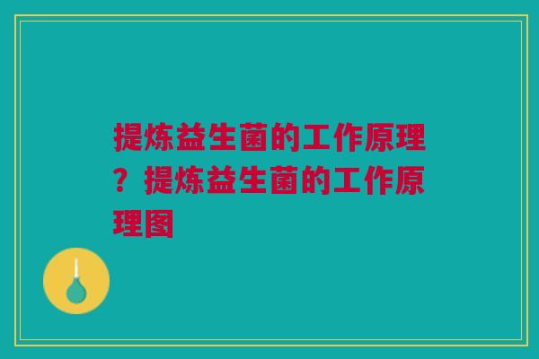 提炼益生菌的工作原理？提炼益生菌的工作原理图