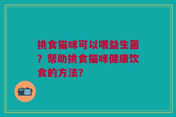 挑食猫咪可以喂益生菌？帮助挑食猫咪健康饮食的方法？