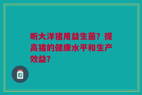 昕大洋猪用益生菌？提高猪的健康水平和生产效益？