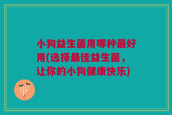 小狗益生菌用哪种最好用(选择最佳益生菌，让你的小狗健康快乐)