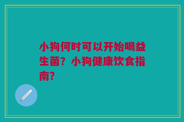 小狗何时可以开始喝益生菌？小狗健康饮食指南？