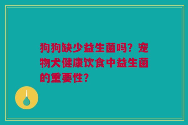 狗狗缺少益生菌吗?宠物犬健康饮食中益生菌的重要性?