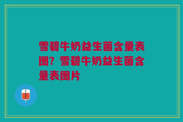 雪碧牛奶益生菌含量表图?雪碧牛奶益生菌含量表图片