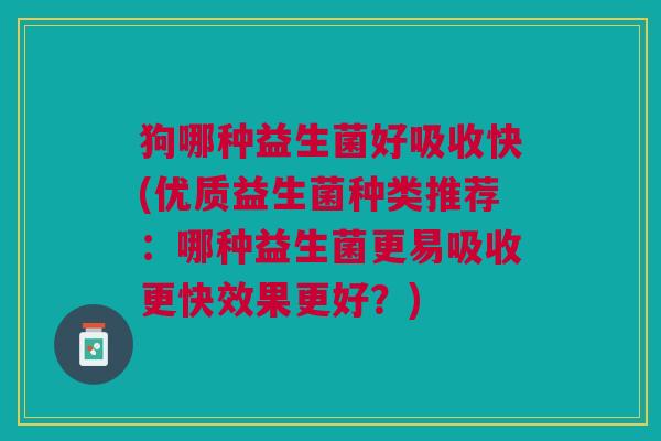 狗哪种益生菌好吸收快(优质益生菌种类推荐:哪种益生菌更易吸收更快效果更好?)
