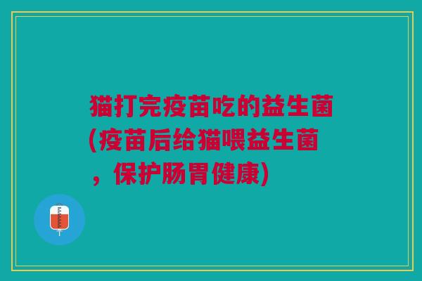 猫打完疫苗吃的益生菌(疫苗后给猫喂益生菌,保护肠胃健康) 猫打完疫苗吃的益生菌(疫苗后给猫喂益生菌,保护肠胃健康)