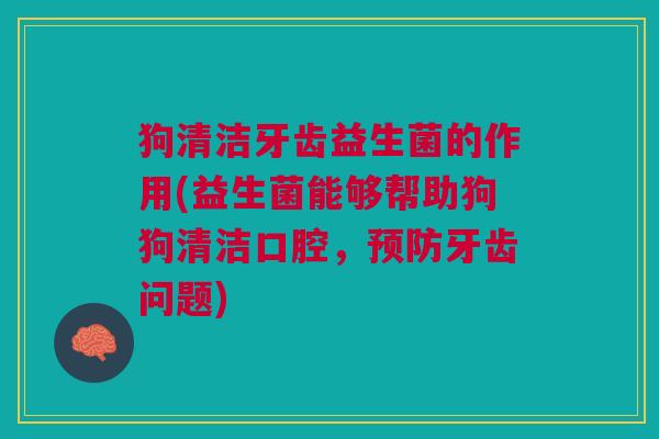 狗清洁牙齿益生菌的作用(益生菌能够帮助狗狗清洁口腔,牙齿问题) 狗清洁牙齿益生菌的作用(益生菌能够帮助狗狗清洁口腔,牙齿问题)