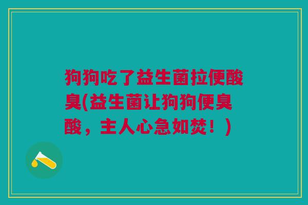 狗狗吃了益生菌拉便酸臭(益生菌让狗狗便臭酸，主人心急如焚！)