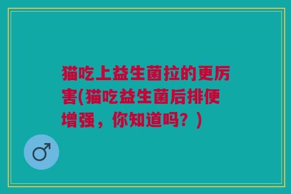 猫吃上益生菌拉的更厉害(猫吃益生菌后排便增强,你知道吗?) 猫吃上益生菌拉的更厉害(猫吃益生菌后排便增强,你知道吗?)