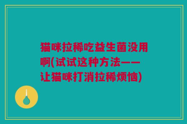 猫咪拉稀吃益生菌没用啊(试试这种方法——让猫咪打消拉稀烦恼)