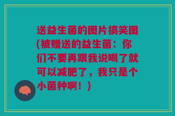送益生菌的图片搞笑图(被赠送的益生菌：你们不要再跟我说喝了就可以减肥了，我只是个小菌种啊！)