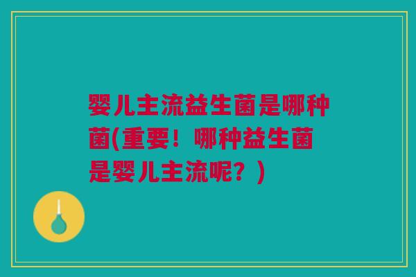 婴儿主流益生菌是哪种菌(重要!哪种益生菌是婴儿主流呢?)