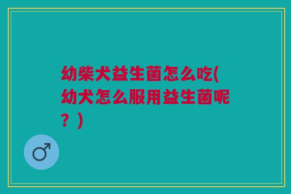 幼柴犬益生菌怎么吃(幼犬怎么服用益生菌呢?)