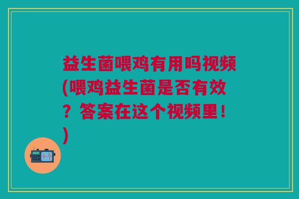 益生菌喂鸡有用吗视频(喂鸡益生菌是否有效?答案在这个视频里!)
