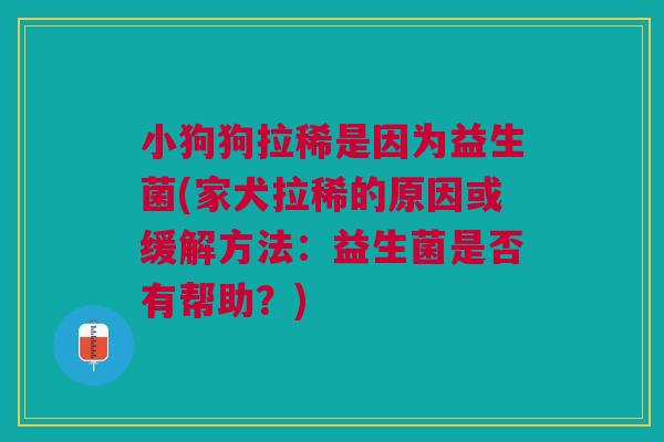 小狗狗拉稀是因为益生菌(家犬拉稀的原因或缓解方法:益生菌是否有帮助?)