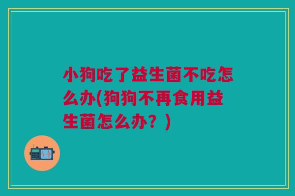 小狗吃了益生菌不吃怎么办(狗狗不再食用益生菌怎么办?)