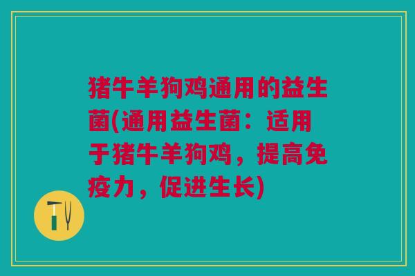 猪牛羊狗鸡通用的益生菌(通用益生菌:适用于猪牛羊狗鸡,提高免疫力,促进生长)