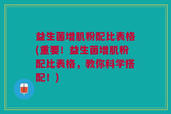 益生菌增肌粉配比表格(重要!益生菌增肌粉配比表格,教你科学搭配!) 益生菌增肌粉配比表格(重要!益生菌增肌粉配比表格,教你科学搭配!)