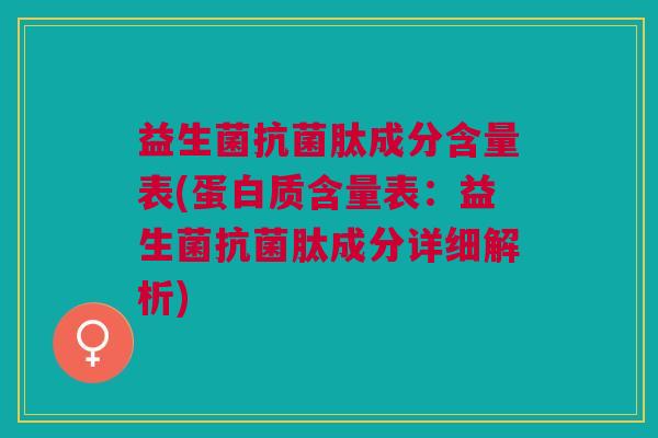 益生菌抗菌肽成分含量表(蛋白质含量表：益生菌抗菌肽成分详细解析)