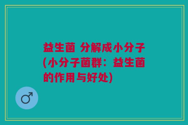 益生菌 分解成小分子(小分子菌群:益生菌的作用与好处)