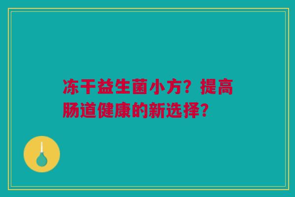 冻干益生菌小方?提高肠道健康的新选择?