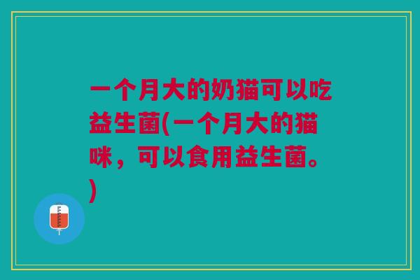 一个月大的奶猫可以吃益生菌(一个月大的猫咪,可以食用益生菌。)