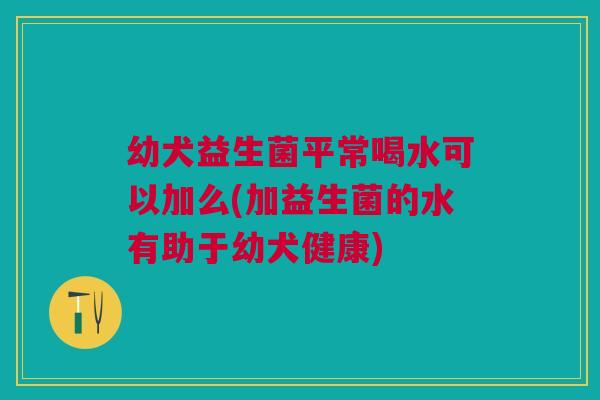 幼犬益生菌平常喝水可以加么(加益生菌的水有助于幼犬健康)