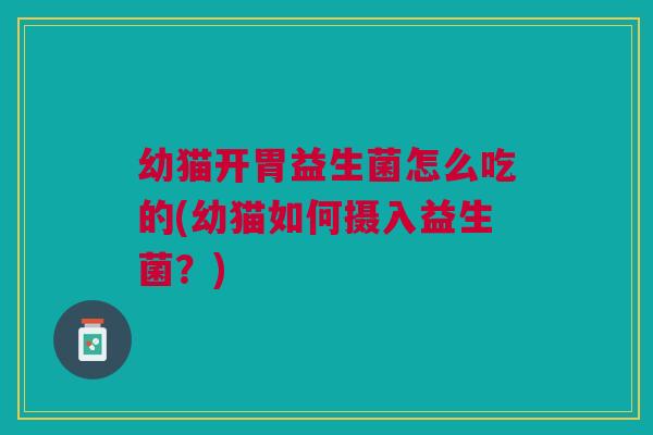 幼猫开胃益生菌怎么吃的(幼猫如何摄入益生菌?)