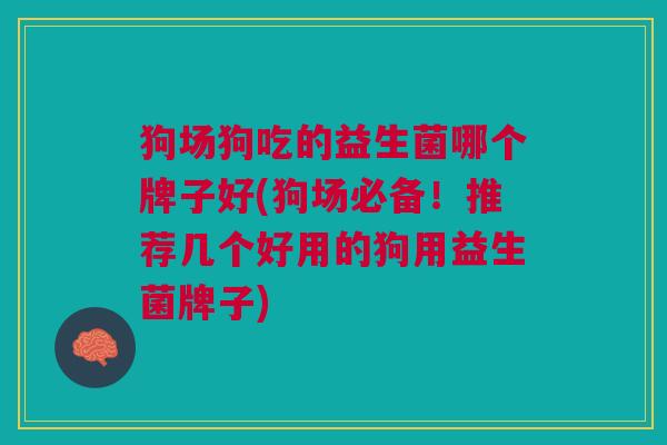 狗场狗吃的益生菌哪个牌子好(狗场必备！推荐几个好用的狗用益生菌牌子)