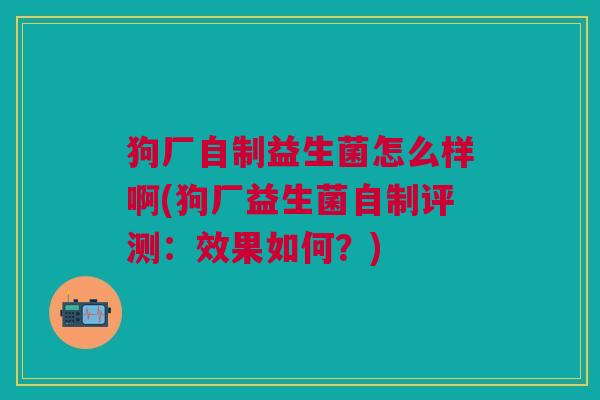 狗厂自制益生菌怎么样啊(狗厂益生菌自制评测:效果如何?)