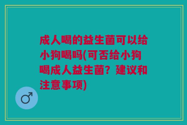 成人喝的益生菌可以给小狗喝吗(可否给小狗喝成人益生菌？建议和注意事项)
