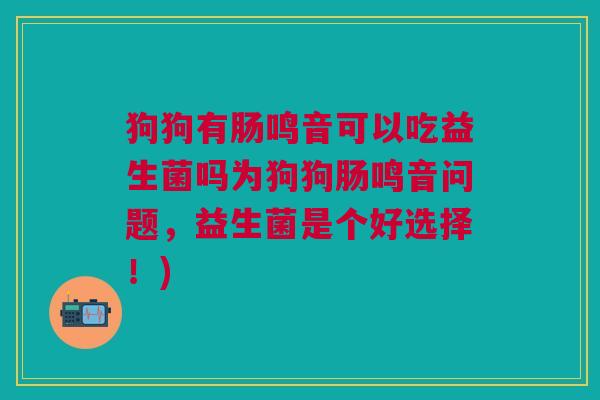 狗狗有肠鸣音可以吃益生菌吗为狗狗肠鸣音问题,益生菌是个好选择!)