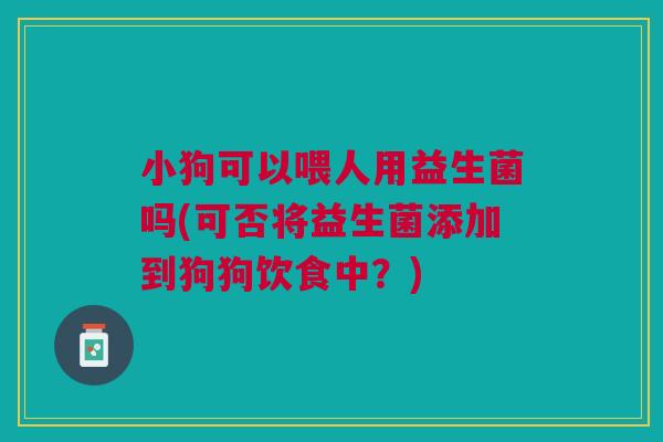 小狗可以喂人用益生菌吗(可否将益生菌添加到狗狗饮食中?)