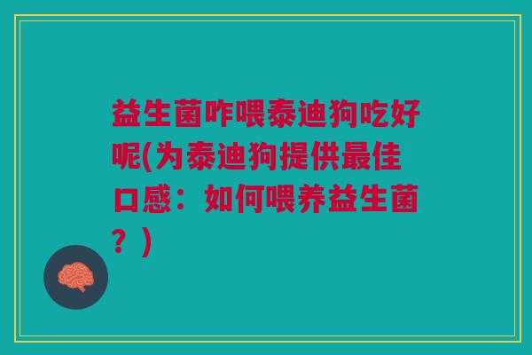 益生菌咋喂泰迪狗吃好呢(为泰迪狗提供最佳口感:如何喂养益生菌?)