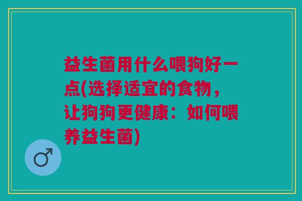 益生菌用什么喂狗好一点(选择适宜的食物,让狗狗更健康:如何喂养益生菌)